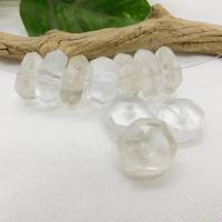 10 rustikale Recycling-"Seaglass"-Perlen sechseckig transparent ca. 21x9mm Bild 5