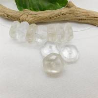 10 rustikale Recycling-"Seaglass"-Perlen sechseckig transparent ca. 21x9mm Bild 6