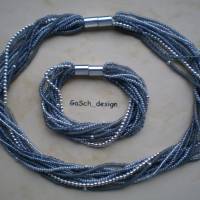 Set * Fädelkette und Armband * Strippenzieher in grau silberfarben Bild 1