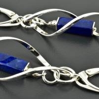 Spiral-Ohrringe mit Lapislazuli und 925er Silber, dunkelblaue lange Ohrhänger, Geschenk Freundin Bild 5