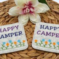 Stickdatei Camper happy camper Mugrug Untersetzer Bild 3