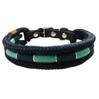 Hundehalsband, verstellbar, dunkelblau, stahlgrau, mint, Leder und Schnalle Bild 1