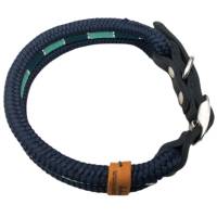 Hundehalsband, verstellbar, dunkelblau, stahlgrau, mint, Leder und Schnalle Bild 5