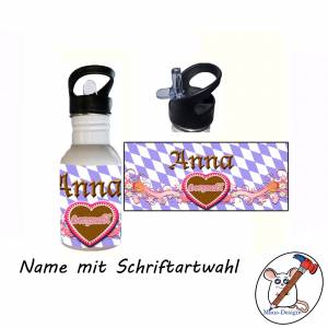 Edelstahl Trinkflasche Motiv bayrisch Herzmadl mit Name / Mädchen / Personalisierbar / 400ml / 500ml / 600ml Bild 2
