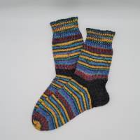Gestrickte bunte dickere Socken,Gr. 42/43,Stricksocken,Kuschelsocken aus 6 fach Sockenwolle handgestrickt Bild 1