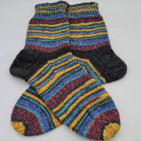 Gestrickte bunte dickere Socken,Gr. 42/43,Stricksocken,Kuschelsocken aus 6 fach Sockenwolle handgestrickt Bild 4