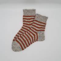Gestrickte dickere Socken in grau braun, Gr. 38/39, Stricksocken,Kuschelsocken aus 6 fach Sockenwolle handgestrickt Bild 2