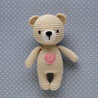Kuscheltier Häkeltier Teddy Bär Mini natur aus Baumwolle Handarbeit Bild 1