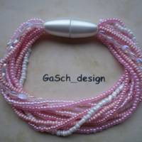 Set * Fädelkette und Armband * Strippenzieher in rosé perlweiß Bild 3