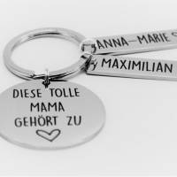 Personalisierter Edelstahl Schlüsselanhänger mit Namensgravur als Geschenk zum Muttertag Bild 3