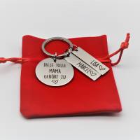 Personalisierter Edelstahl Schlüsselanhänger mit Namensgravur als Geschenk zum Muttertag Bild 4