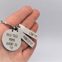 Personalisierter Edelstahl Schlüsselanhänger mit Namensgravur als Geschenk zum Muttertag Bild 6