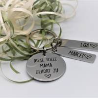 Personalisierter Edelstahl Schlüsselanhänger mit Namensgravur als Geschenk zum Muttertag Bild 8