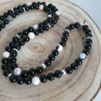 XXL Perlenkette/ Buddhistischen Stil/ Wickelarmband/ Wickelkette/ Edelstein Kette aus Obsidian und Zebra Jaspis Bild 4