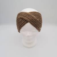 Gestricktes Stirnband in braun, handgestrickt aus 100% Alpaka, einfacher flacher Twist im Stirnbereich, handmade Bild 4