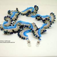 exklusive Brillenkette blau-silber aus  Miyuki Rocailles 64 cm Bild 2