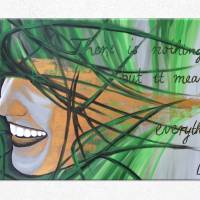 Handgemaltes, abstraktes Wandbild | Acrylbild | original Einzelstück | 90x60 cm | Titel „Hope“ | gold grün grau Bild 1