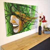 Handgemaltes, abstraktes Wandbild | Acrylbild | original Einzelstück | 90x60 cm | Titel „Hope“ | gold grün grau Bild 4