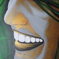 Handgemaltes, abstraktes Wandbild | Acrylbild | original Einzelstück | 90x60 cm | Titel „Hope“ | gold grün grau Bild 6