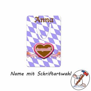 bayrisches Lesezeichen mit Name / Schriftartwahl / blau Lausbua oder lila Herzmadl / Aluminium / 5 x 7,5 x 0,07cm Bild 4