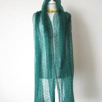 Tuch gestrickt aus Mohair in Smaragdgrün, zarte Stola Hochzeit, elegante Lace-Schal. Geschenk für sie Bild 6
