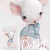 Babyzimmer Bilder [A3] Kleine Maus Kinder-Zimmer-Bild Tiere Poster  | Fluffy Hugs Bild 2