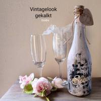 Deko Sekt-Flasche  gekalkt im Vintagelook Bild 1