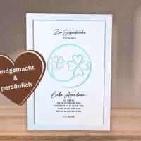 Personalisiertes Geldgeschenk zur Jugendweihe - Jugendweihe Geschenk Bilderrahmen - Kleeblatt Glücksklee - Geschenkset Bild 7