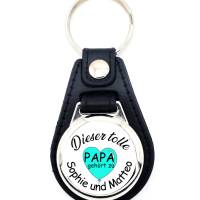 Schlüsselanhänger "Dieser tolle Papa" aus Kunstleder mit Einkaufswagenchip, individuell und personalisiert Bild 1