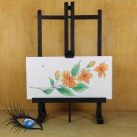 ►2021-0109◄ Klappkarte "Orangene Blütenranke" - Din lang, handgezeichnet Bild 1