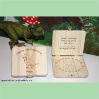 Milchzahnbox aus Holz Dino, personalisiert / Milchzahndose aus Holz / Zahndose / Zahnbox / Holzbox Zähne, Box für Kinder Bild 1