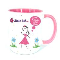 Geschenk beste Kollegin, Tasse mit Spruch, Glück ist eine Kollegin wie Dich zu haben, personalisierte Geschenke, rosa Bild 1