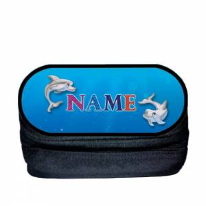 Delfin Stiftebox personalisiert | Stiftetui mit Namen | Schlampermäppchen | Stiftemäppchen Bild 1