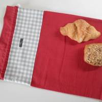 Brotbeutel *Amore* Baumwolle rot/ grau mit Kordel von friess-design Bild 1