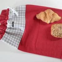 Brotbeutel *Amore* Baumwolle rot/ grau mit Kordel von friess-design Bild 3