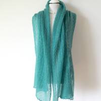 Schal aus Mohair und Seide in Smaragdgrün, gestricktes Stola Tuch reine Naturfaser, Umschlagtuch Bild 4