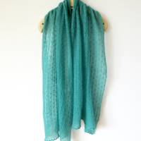 Schal aus Mohair und Seide in Smaragdgrün, gestricktes Stola Tuch reine Naturfaser, Umschlagtuch Bild 7
