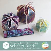 Plotterdatei Valentins-Bundle, Blüten-Geschenkbox, Verpackung Stiftehalter, Box zum Verschenken, Stift für Liebesbriefe Bild 1