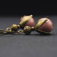 Ohrringe mit Perlen in braun cappuchino, antik bronze Bild 1