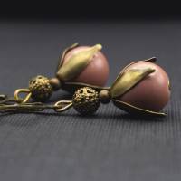 Ohrringe mit Perlen in braun cappuchino, antik bronze Bild 3