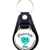 Schlüsselanhänger "Dieser tolle Opa" aus Kunstleder mit Einkaufswagenchip, individuell und personalisiert Bild 1