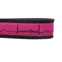 Schlüsselanhänger Schlüsselband Wollfilz schwarz grau Webband Mein und Dein Herz schlägt Heartbeat pink schwarz Geschenk Bild 2