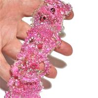 breites Armband pink rosa freeform Unikat handgefertigt Glas peyote handmade Brautschmuck Bild 2