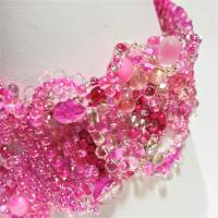 breites Armband pink rosa freeform Unikat handgefertigt Glas peyote handmade Brautschmuck Bild 8