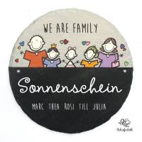Türschild Schiefer handbemalt Eure Familie Wunschtext und Schriftart rund ø 20 cm, Schieferschild, Familienschild Bild 1