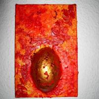 Ostergeschenk GOLDEN EI ;) abstraktes Dekoei auf einem Keilrahmen witzige Wanddeko Künstler-Ei  abstrakte Kunst Bild 2