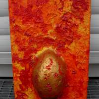 Ostergeschenk GOLDEN EI ;) abstraktes Dekoei auf einem Keilrahmen witzige Wanddeko Künstler-Ei  abstrakte Kunst Bild 3