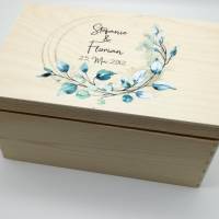 Erinnerungskiste Hochzeit mit Namen "Eukalyptusrahmen" Hochzeitsdatum Erinnerungsbox zur Trauung Bild 5