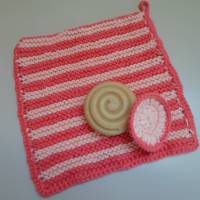 Waschlappen, Kosmetikpad (Set) gestrickt, Baumwolle "aprikot/ pink" Bild 1