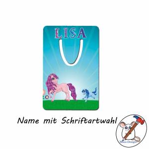 Pony Lesezeichen mit Name / Schriftartwahl / Aluminium / 5 x 7,5 x 0,07cm Bild 2